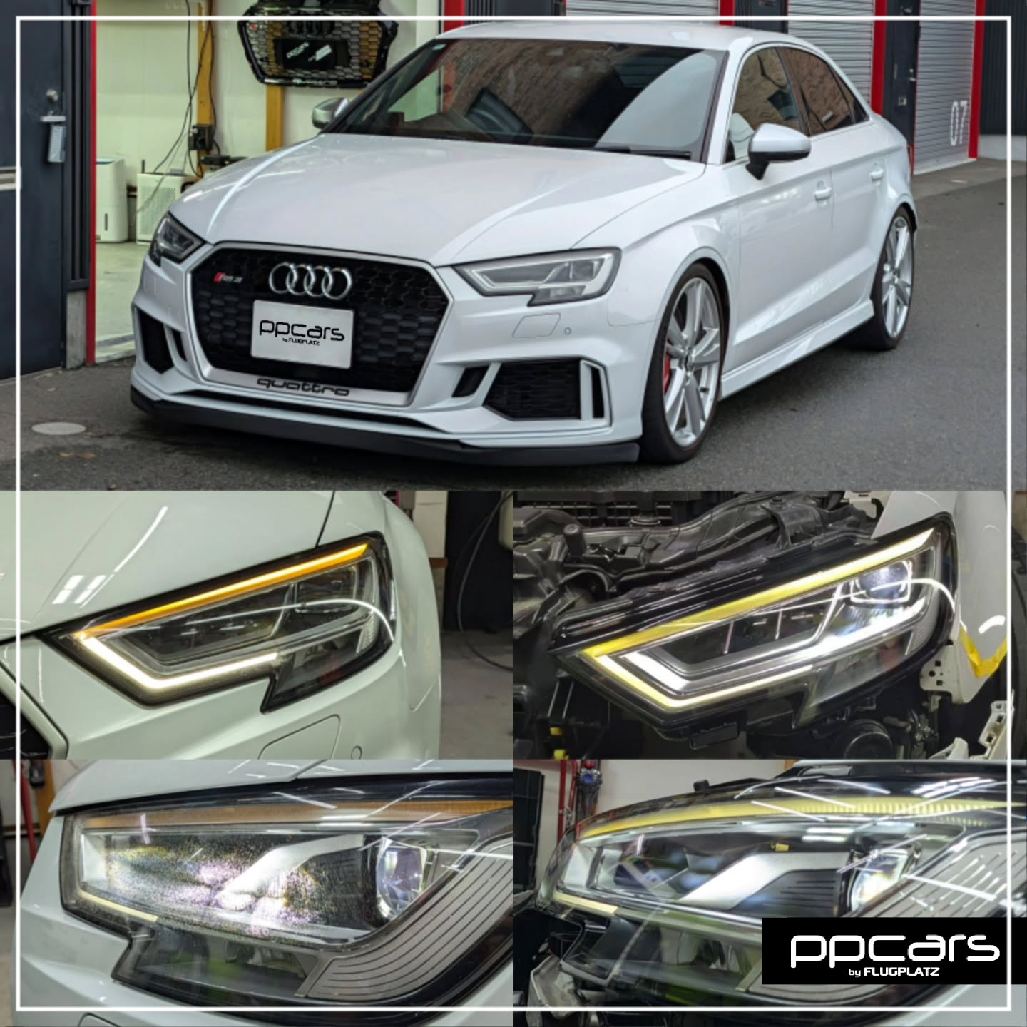 Audi RS3(8V) Sedan x 至高のヘッドライトリペア,ライトPPF,DRL修理 (フォトギャラリー)